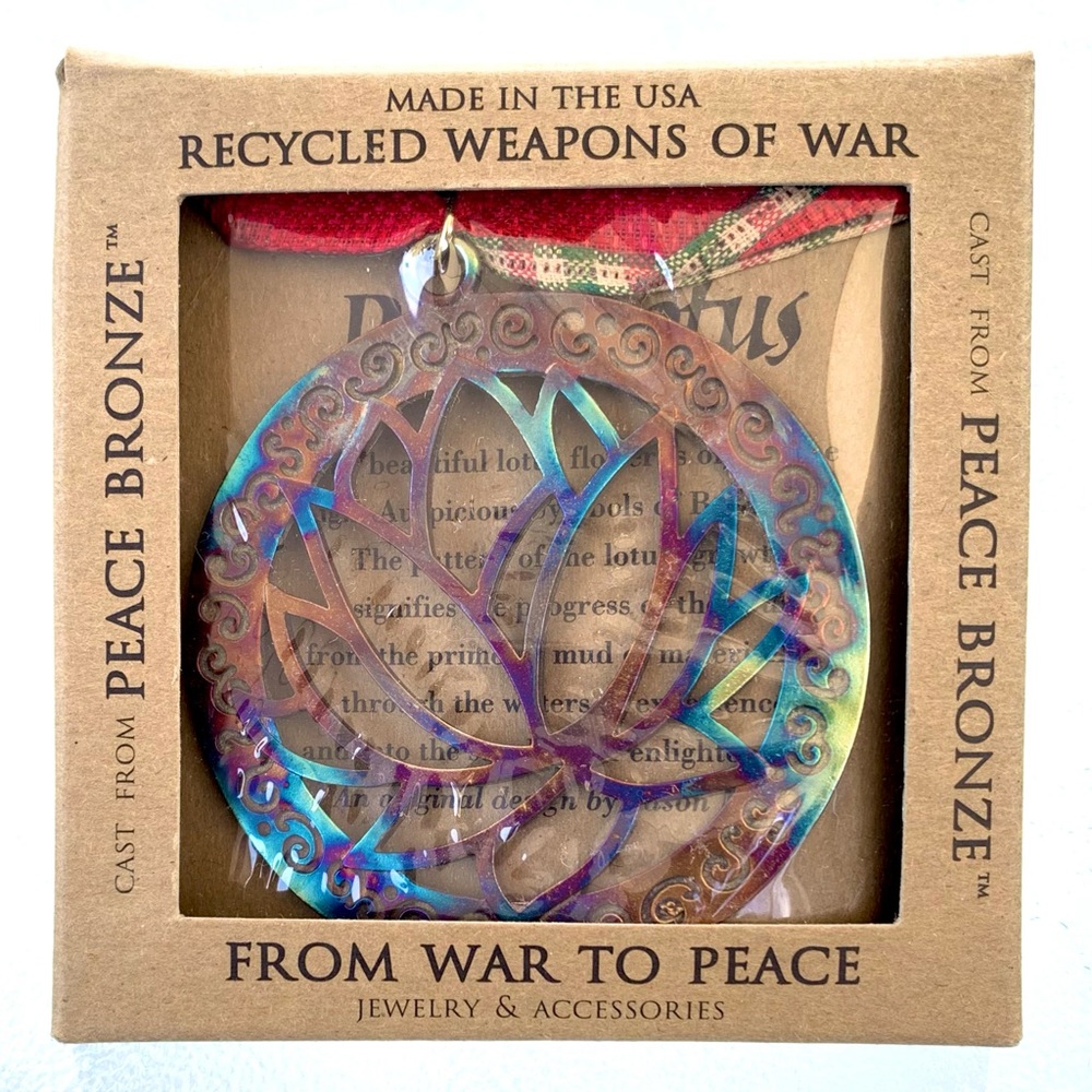 Bronze Lotus Flower Ornament with Ribbon - Picture 1 of 2